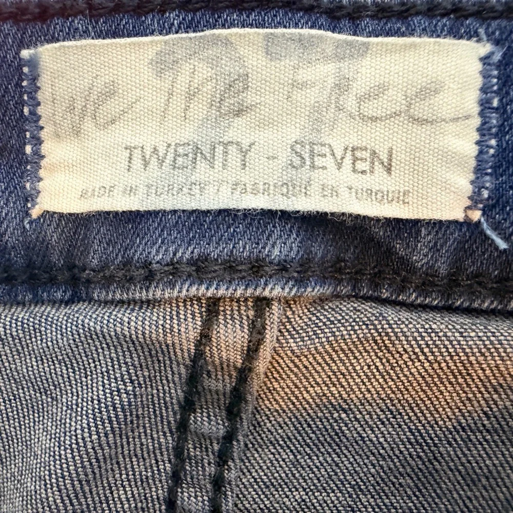 Free People Jeans Women 27 Blue Just Float On Flare High Rise Raw Hem Stretch